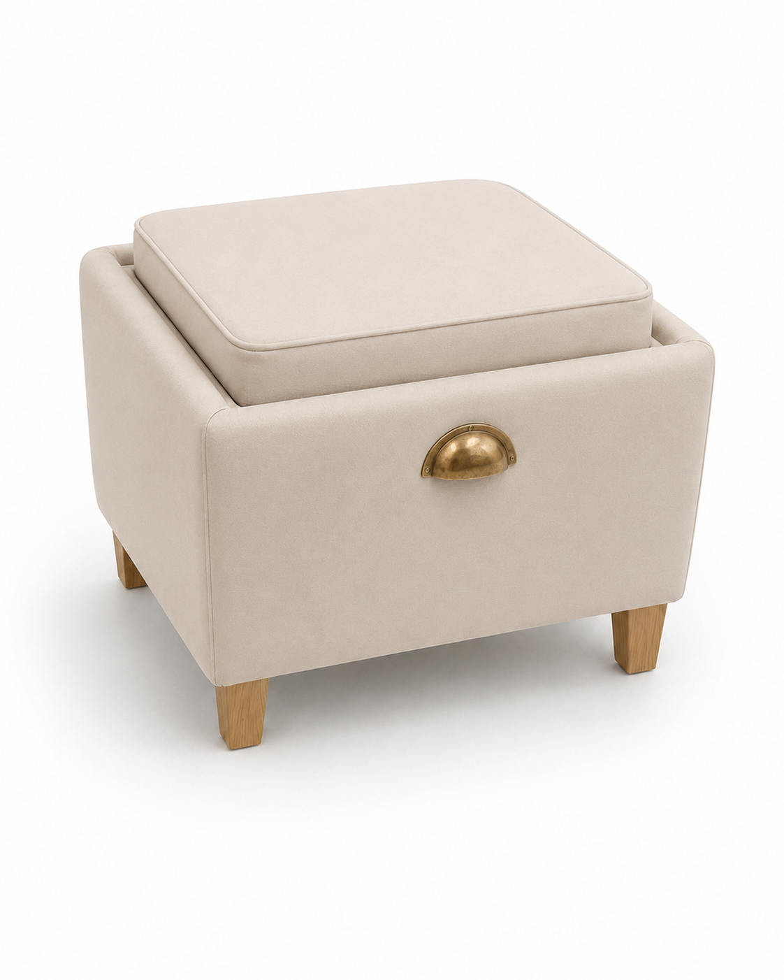 A Pappa Pouffe footstool with the cushion top in place, ready for feet up